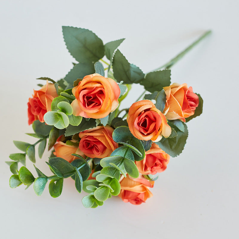 Artificial Mini Rose Bouquet Faux Silk Floral Arrangement