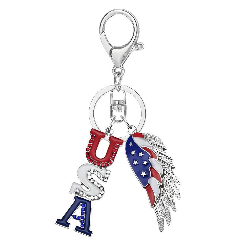 4th of July Patriotic USA Flag Keychain Accessory