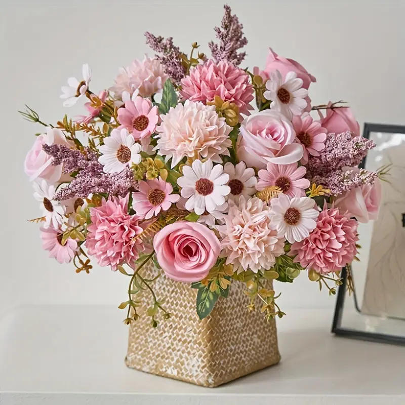Artificial Floral Bouquet Rose Daisy Home Decor