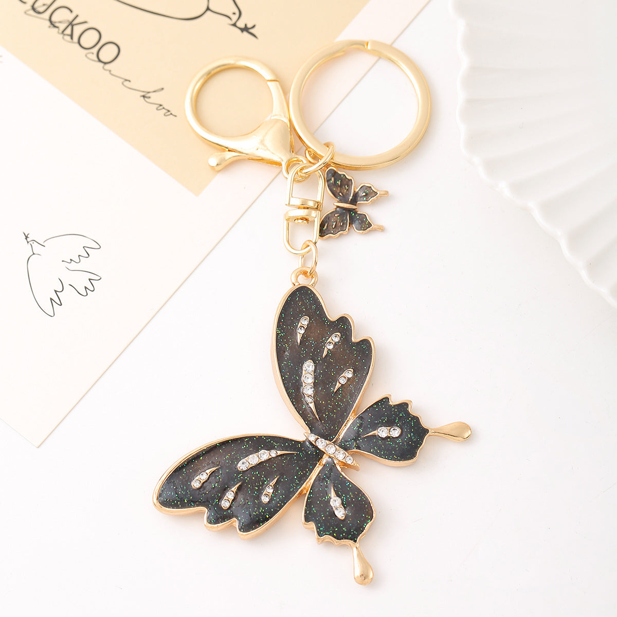 Rhinestone Butterfly Keychain Metal Bag Charm for Women