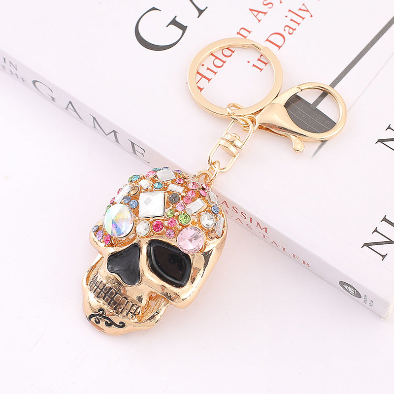 Crystal Skull Keychain Metal Rhinestone Bag Charm