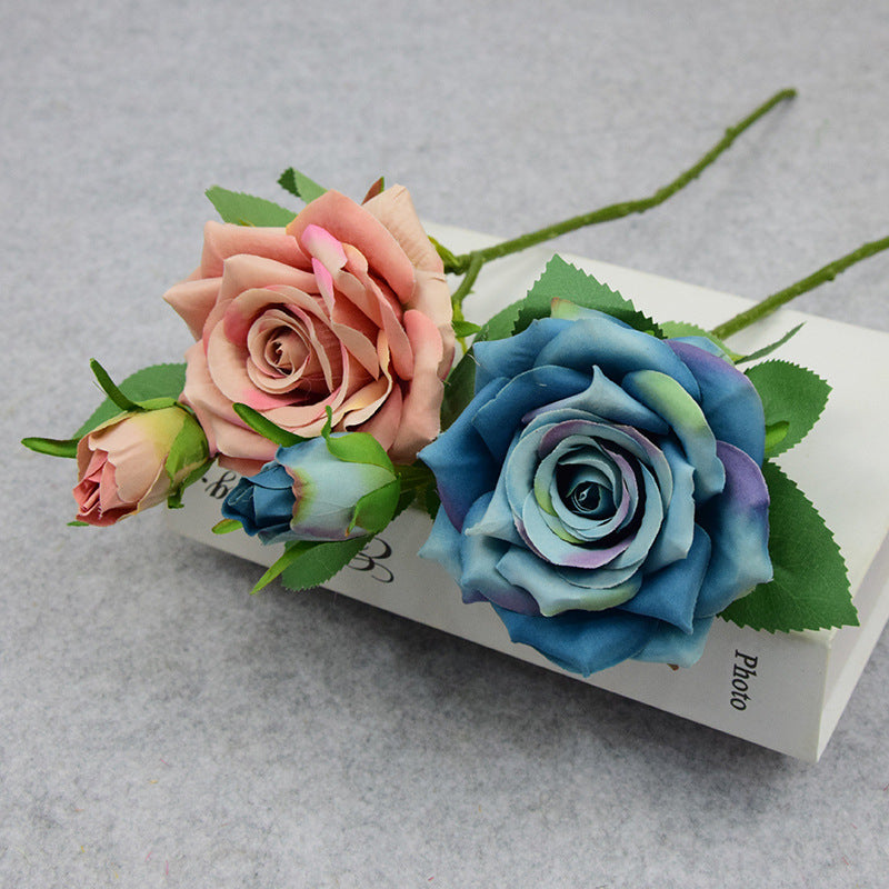 Valentine’s Day Short Stem Double Rose Silk Flower Decor