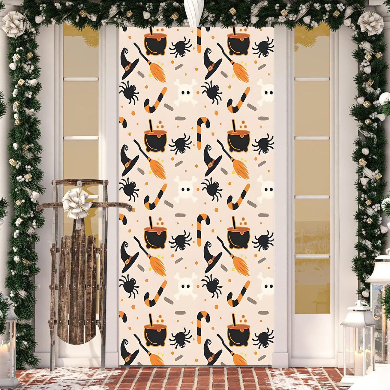 Halloween Door Cover Polyester Seasonal Party Decoration