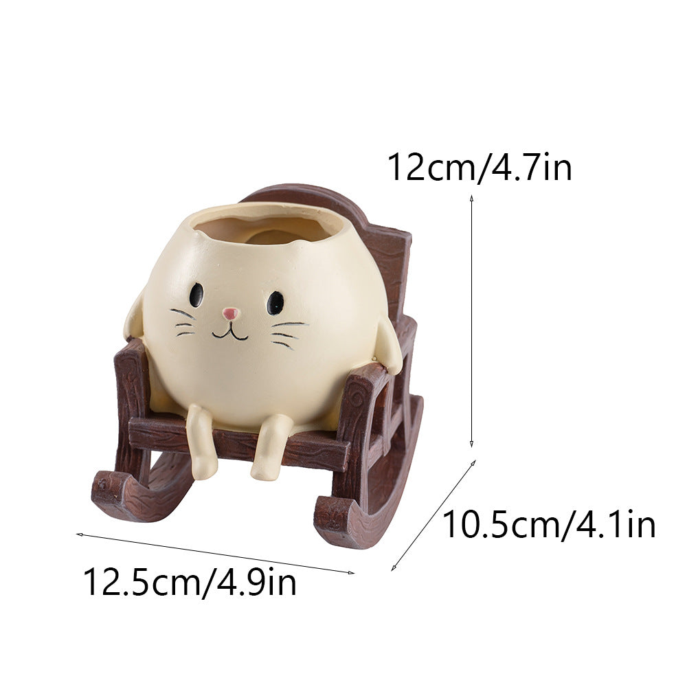 Whimsical Cat Planter Garden Decor Cute Outdoor Animal Flower Pot