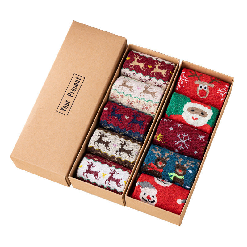 Christmas Polyester Socks Gift Set Holiday Crew Socks