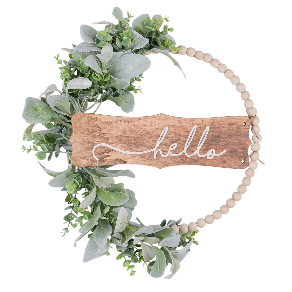 Valentine’s Day Greenery Bead Wreath with Wood Sign