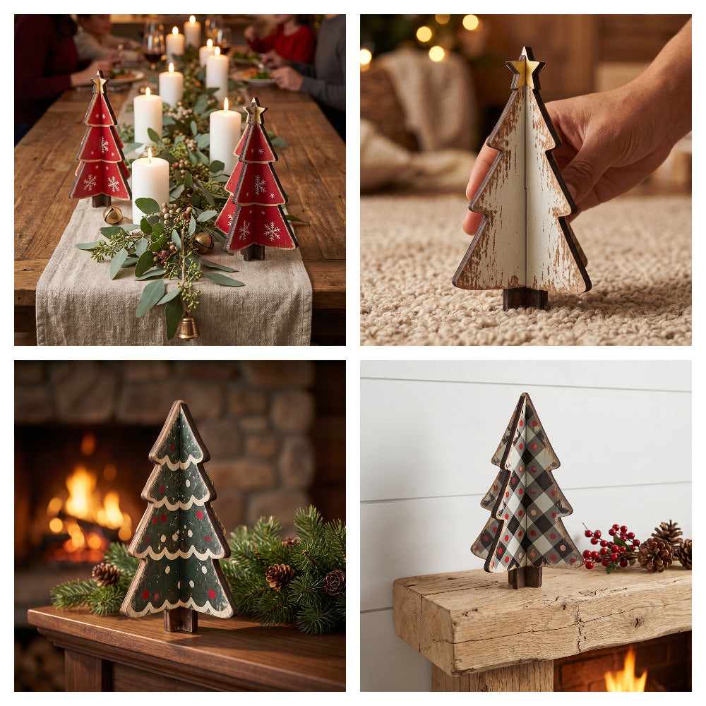 Wooden Christmas Tree Tabletop Holiday Decoration