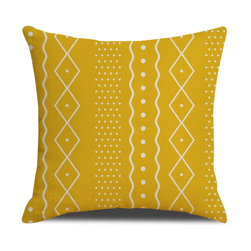 Linen Geometric Letter Throw Pillow Cover Square Sofa Decor