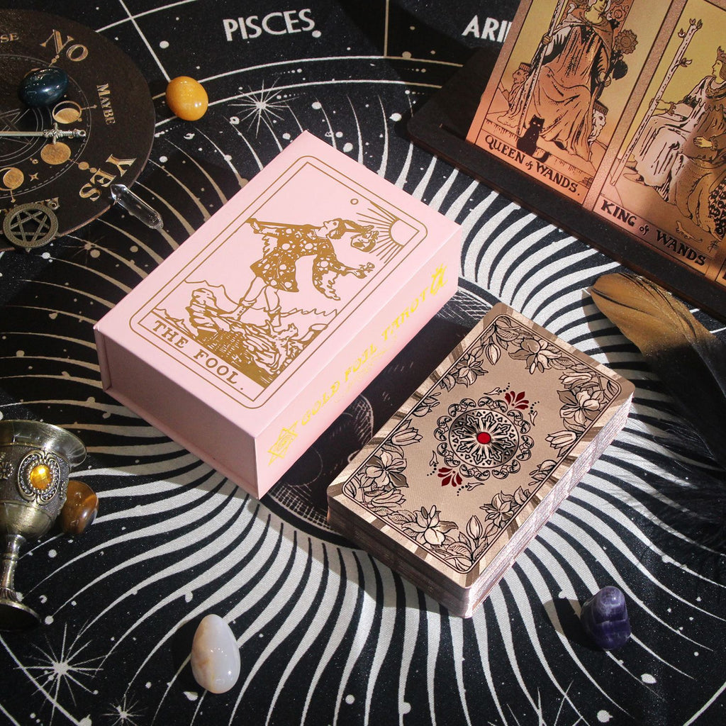 Pink Gold Luxury Tarot Card Deck with Gift Box Vintage Divination Cards