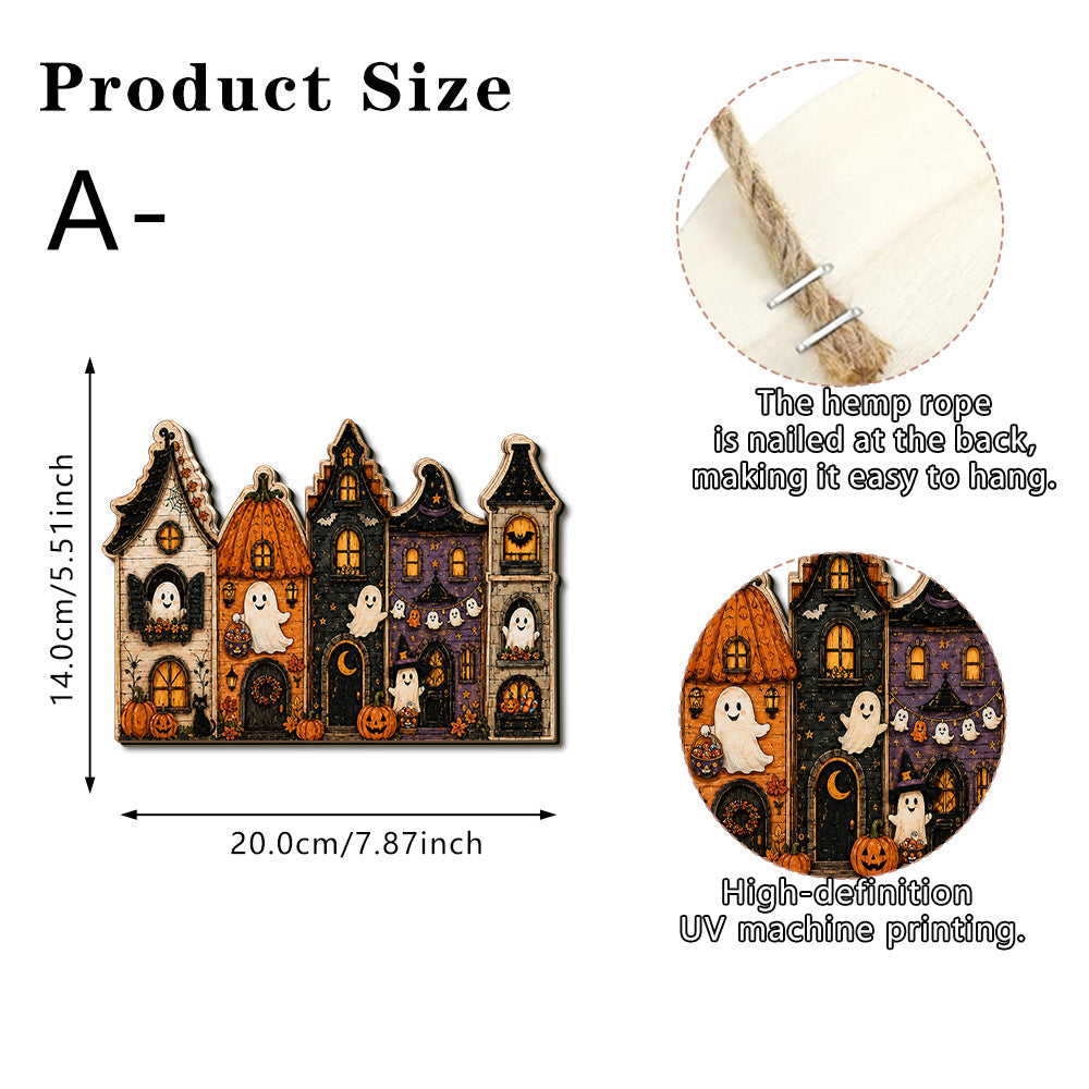 Halloween Haunted House Wooden Hanging Wall Decor