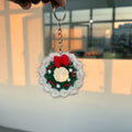 Handmade Knit Christmas Wreath Keychain Decor