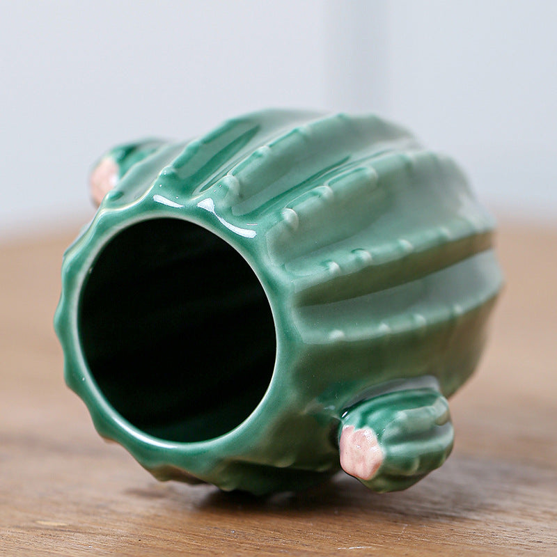 Cactus Ceramic Vase Decorative Flower Arrangement Home Accent
