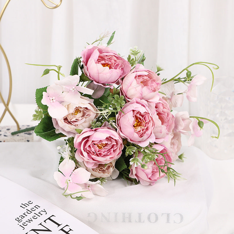 Valentines Faux Peony Bouquet Artificial Flowers Home Decor