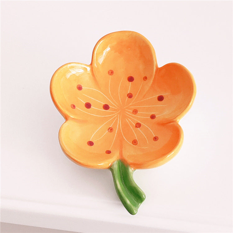 Flower Ceramic Soap Dish Floral Bathroom Tray Decor