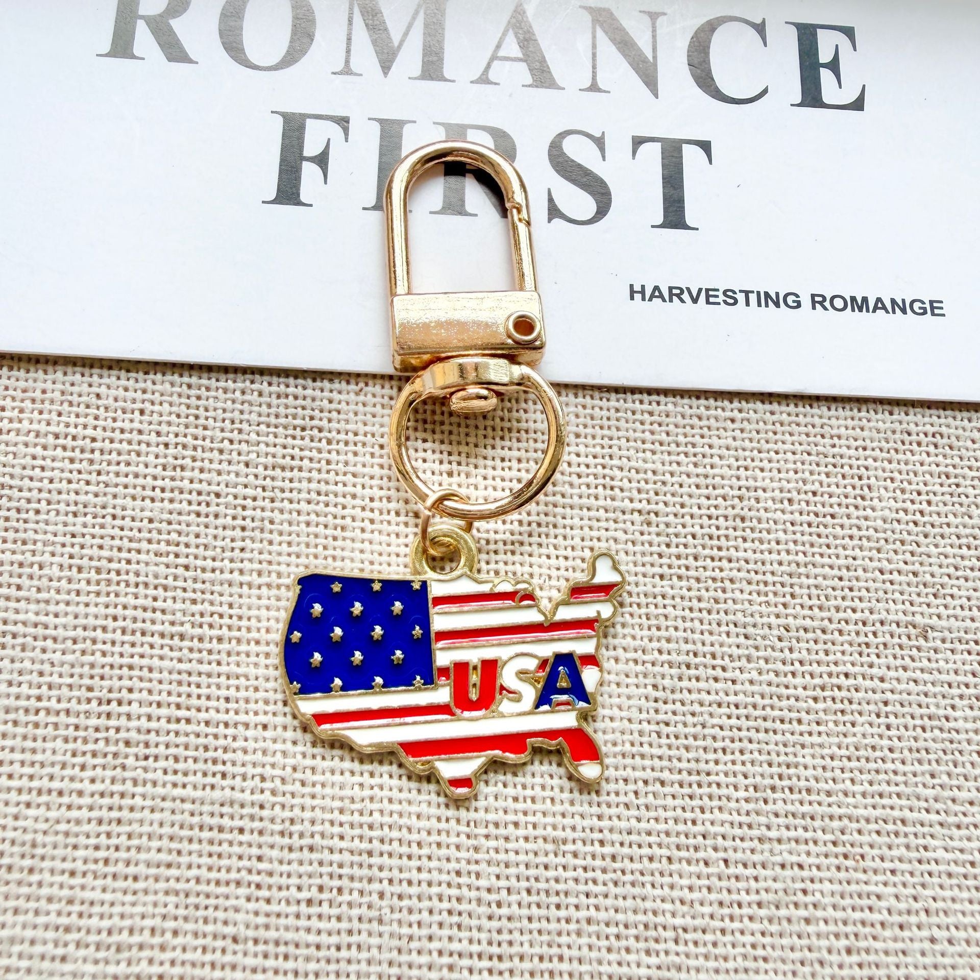4th of July Patriotic Keychain Set USA Flag Charms