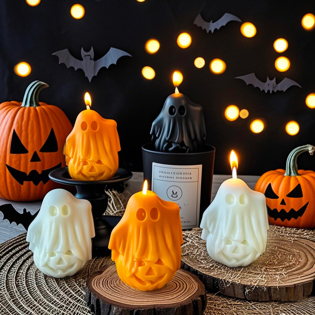 Cute Halloween Pumpkin Ghost Candle Holiday Home Decor
