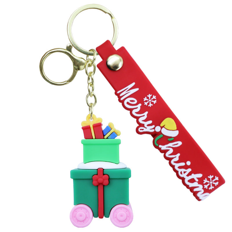 Christmas PVC Soft Rubber 3D Charm Cute Keychain Ornament