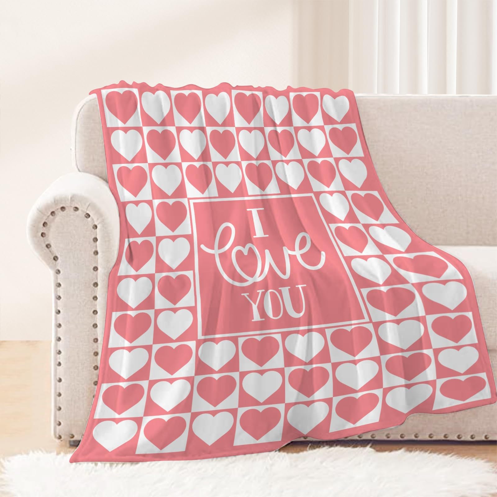 Valentine’s Day Heart Pattern Plush Throw Blanket