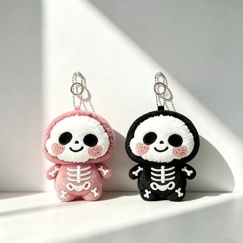 Halloween Skeleton Plush Hanging Bag Charm Keychain