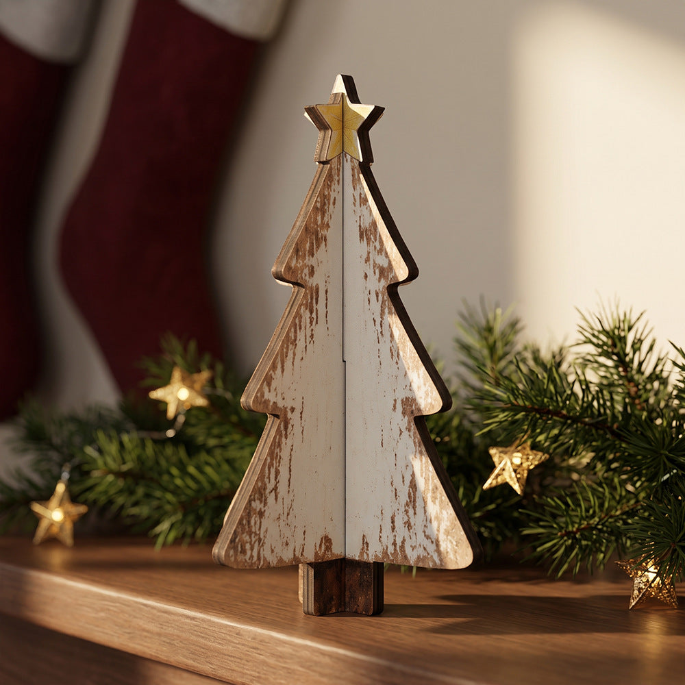 Wooden Christmas Tree Tabletop Holiday Decoration