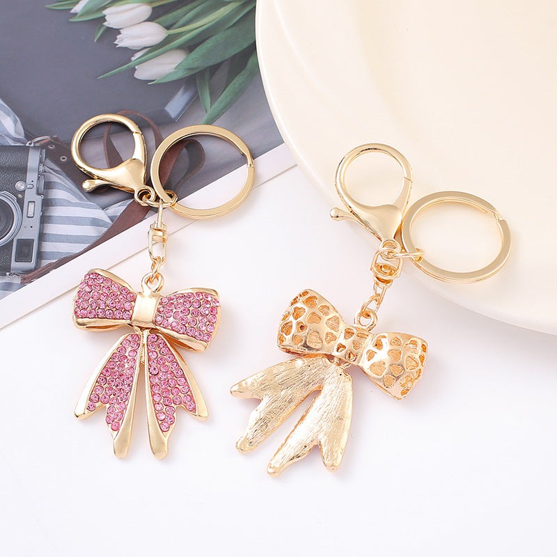 Rhinestone Bow Keychain Zinc Alloy Bag Charm