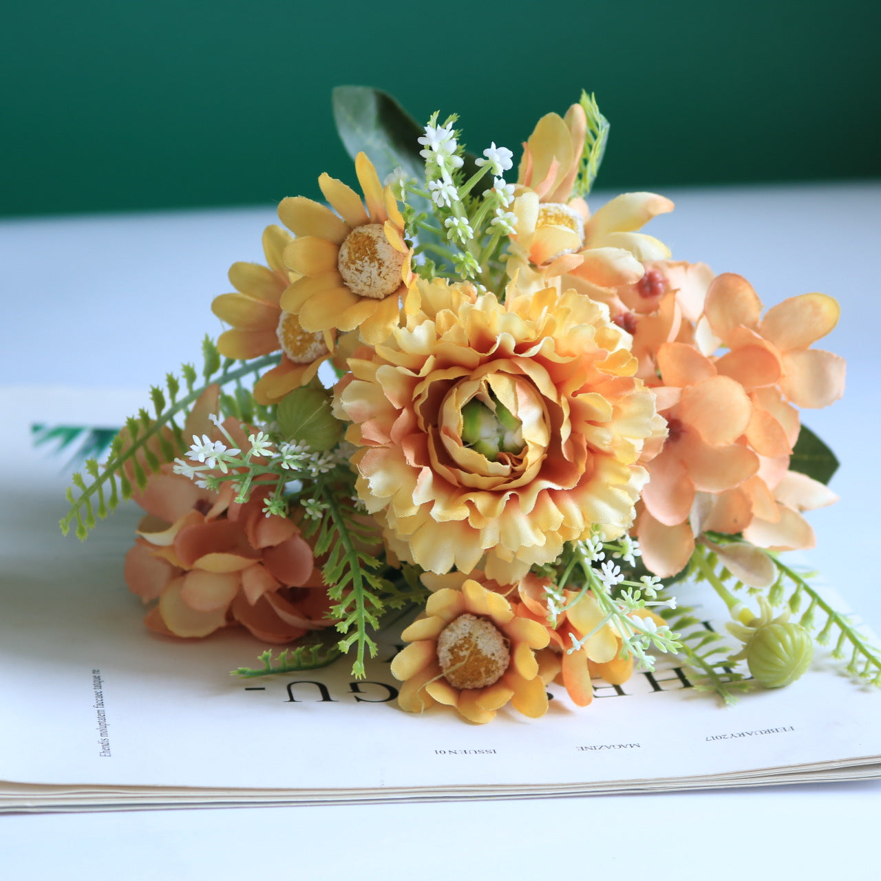 Valentine Faux Hydrangea Carnation Daisy Bouquet Home Decor