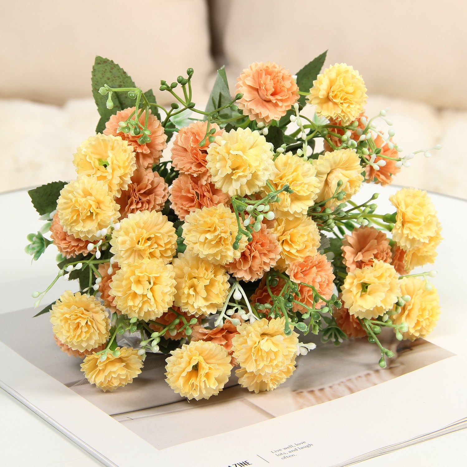 Silk Flower Bouquet Faux Floral Decorative Accent