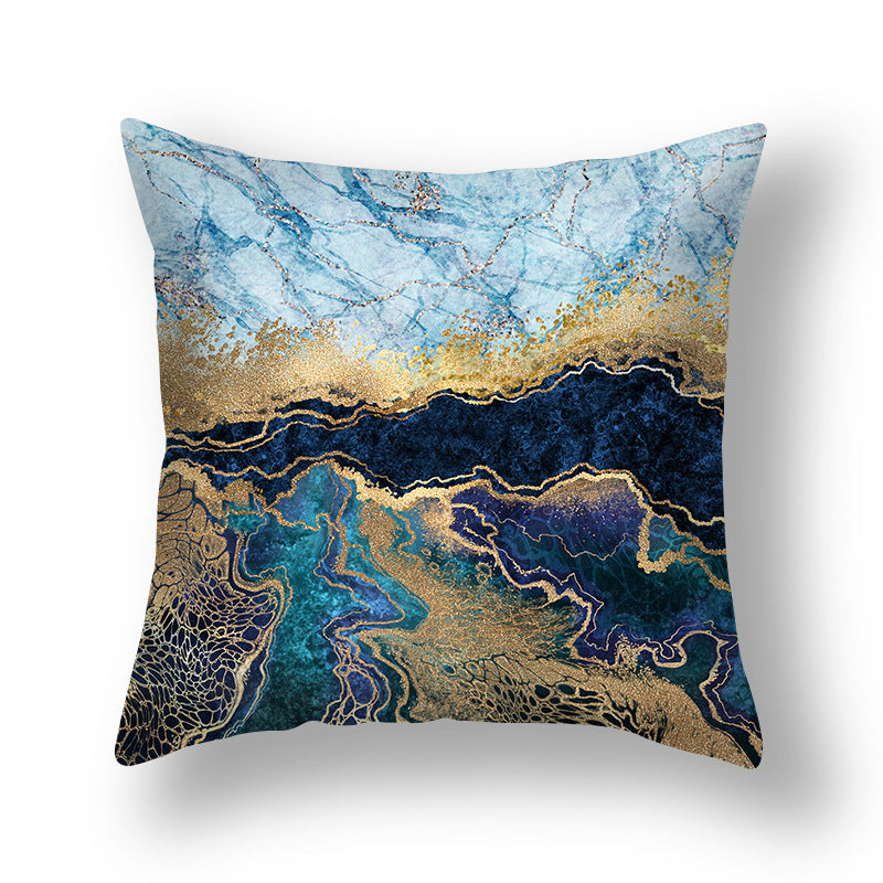 Abstract Gold Foil Linen Throw Pillow Cover 18x18 Square