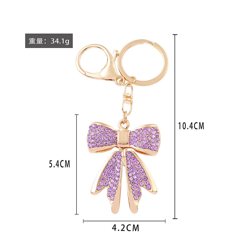Crystal Bow Keychain Sparkling Charm with Metal Ring