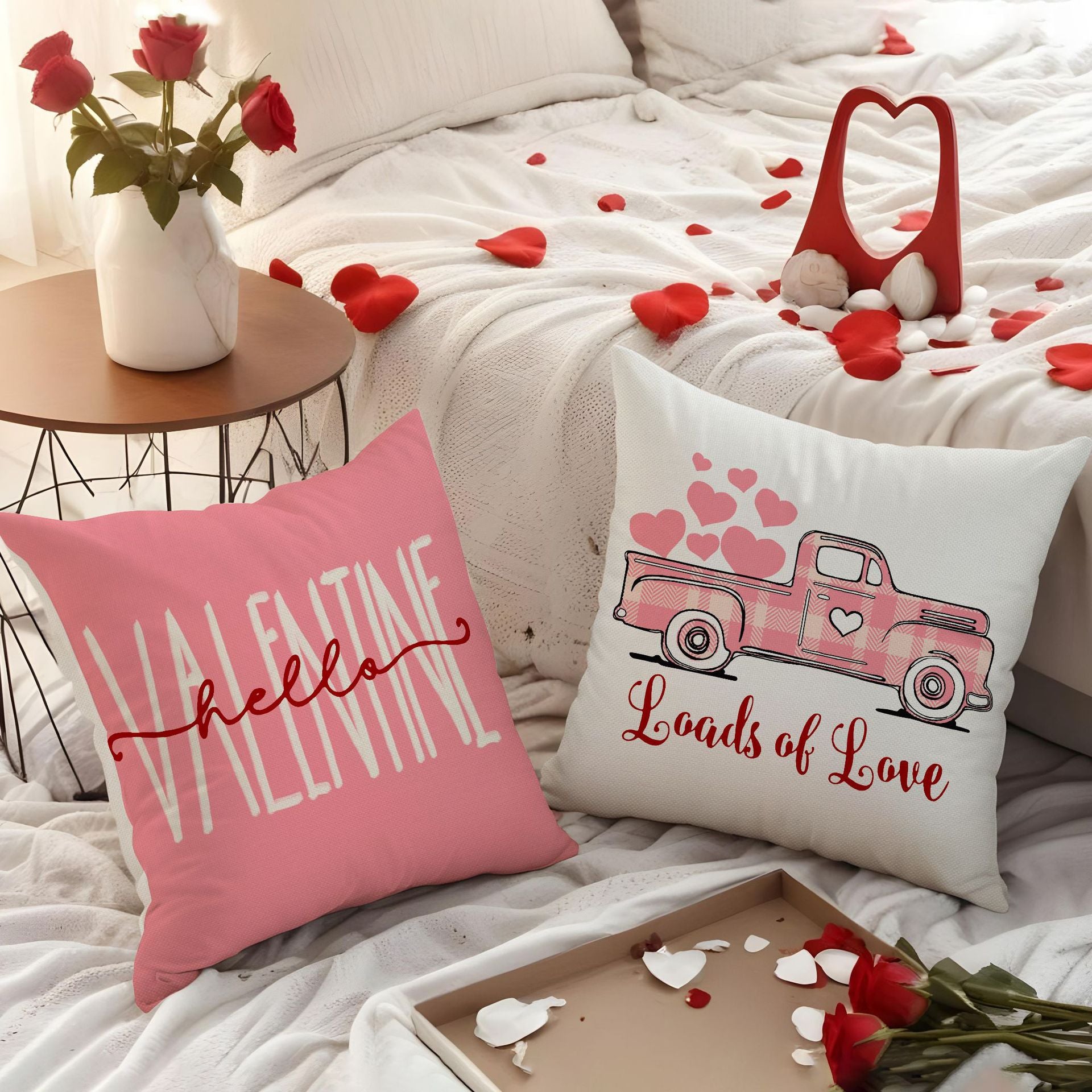 Valentine’s Day Pink Heart Throw Pillow Covers Home Decor