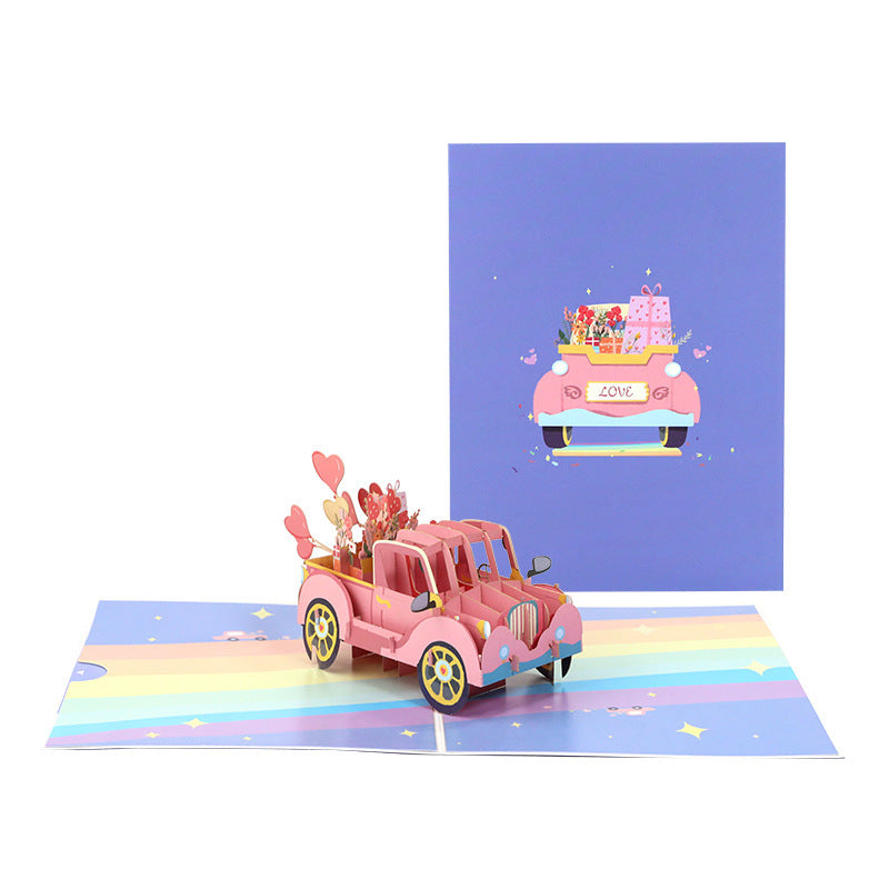 Valentine’s Day 3D Love Car Romantic Greeting Card Gift