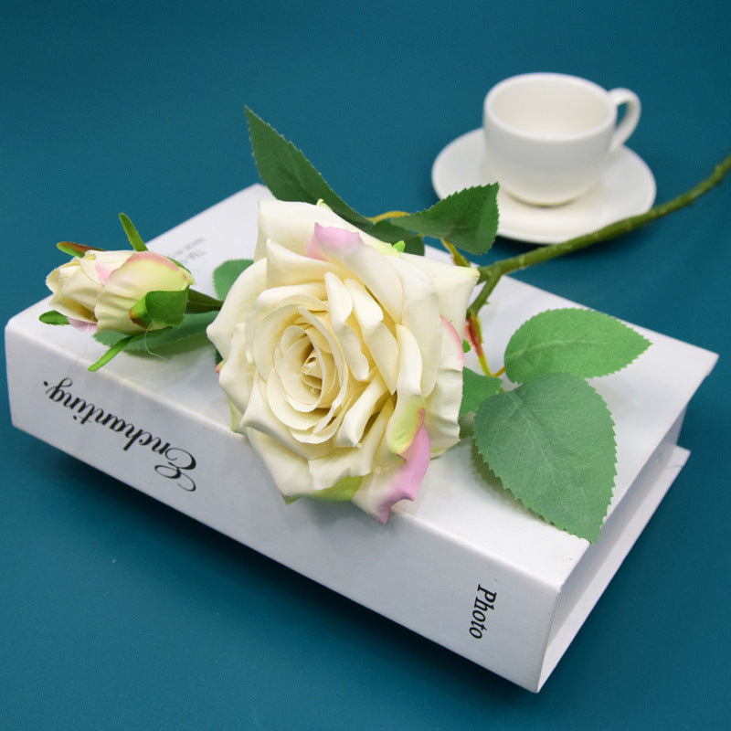 Valentine’s Day Short Stem Double Rose Silk Flower Decor