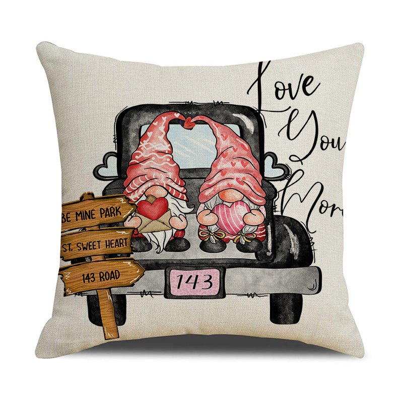 Valentine Gnome Heart Throw Pillow Covers Rustic Home Decor