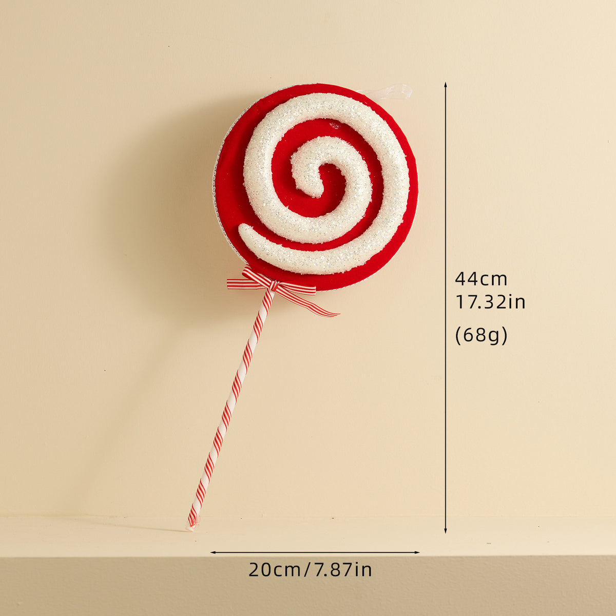 Christmas Candy Cane Lollipop Plush Ornament Holiday Tree Decor