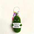 Handmade Crochet Cucumber Keychain Plush Toy Cute Fidget Doll