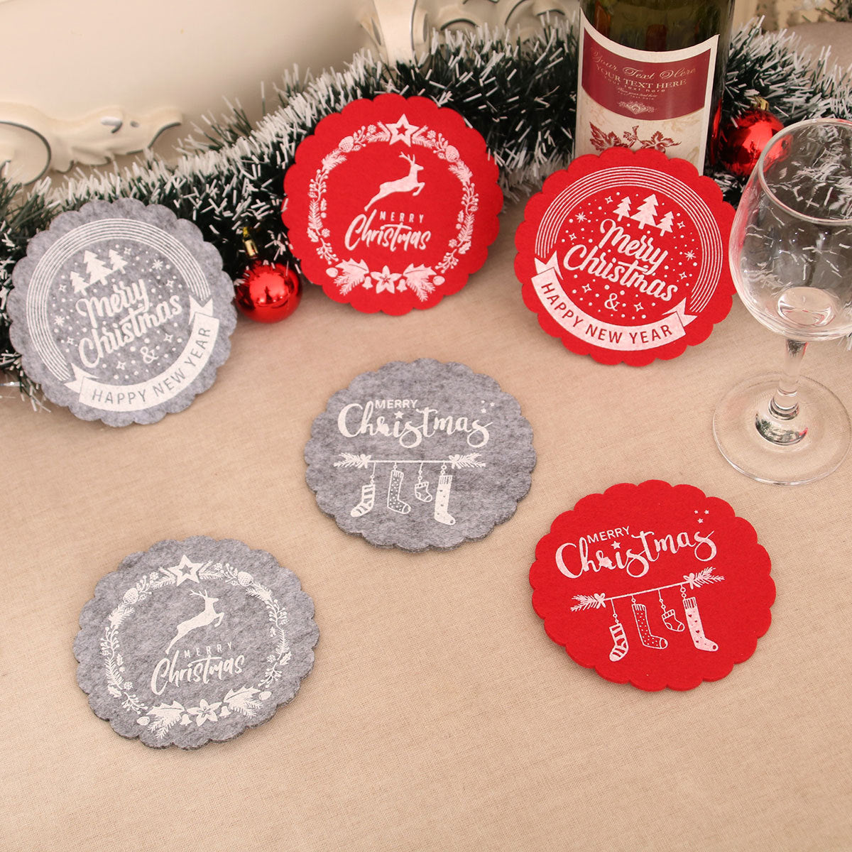 Christmas Felt Coaster Holiday Table Decor