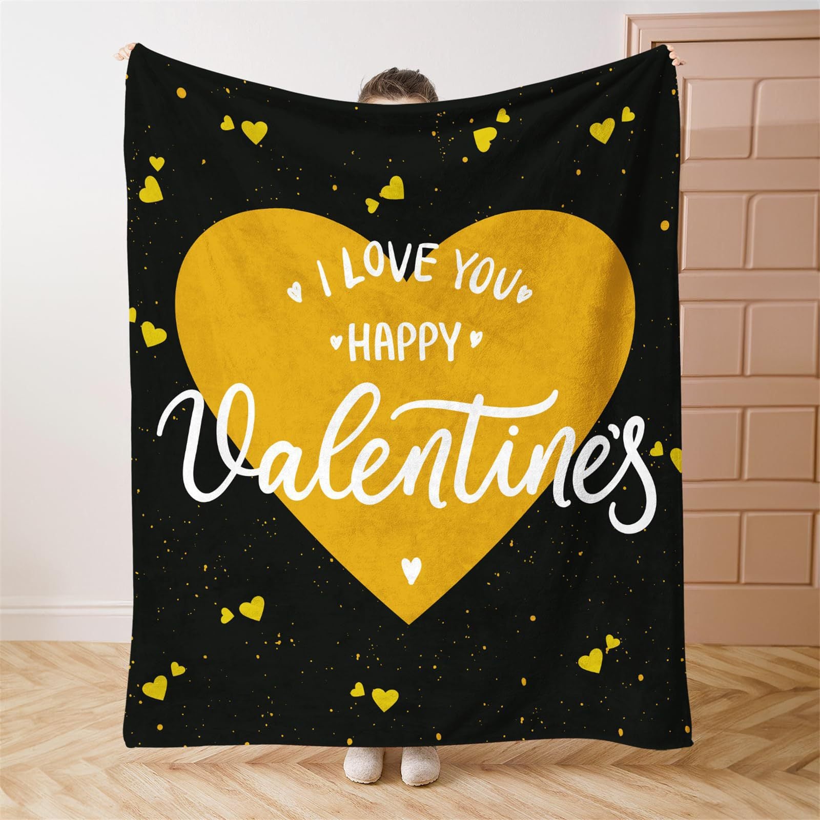 Valentine’s Day Heart Pattern Plush Throw Blanket