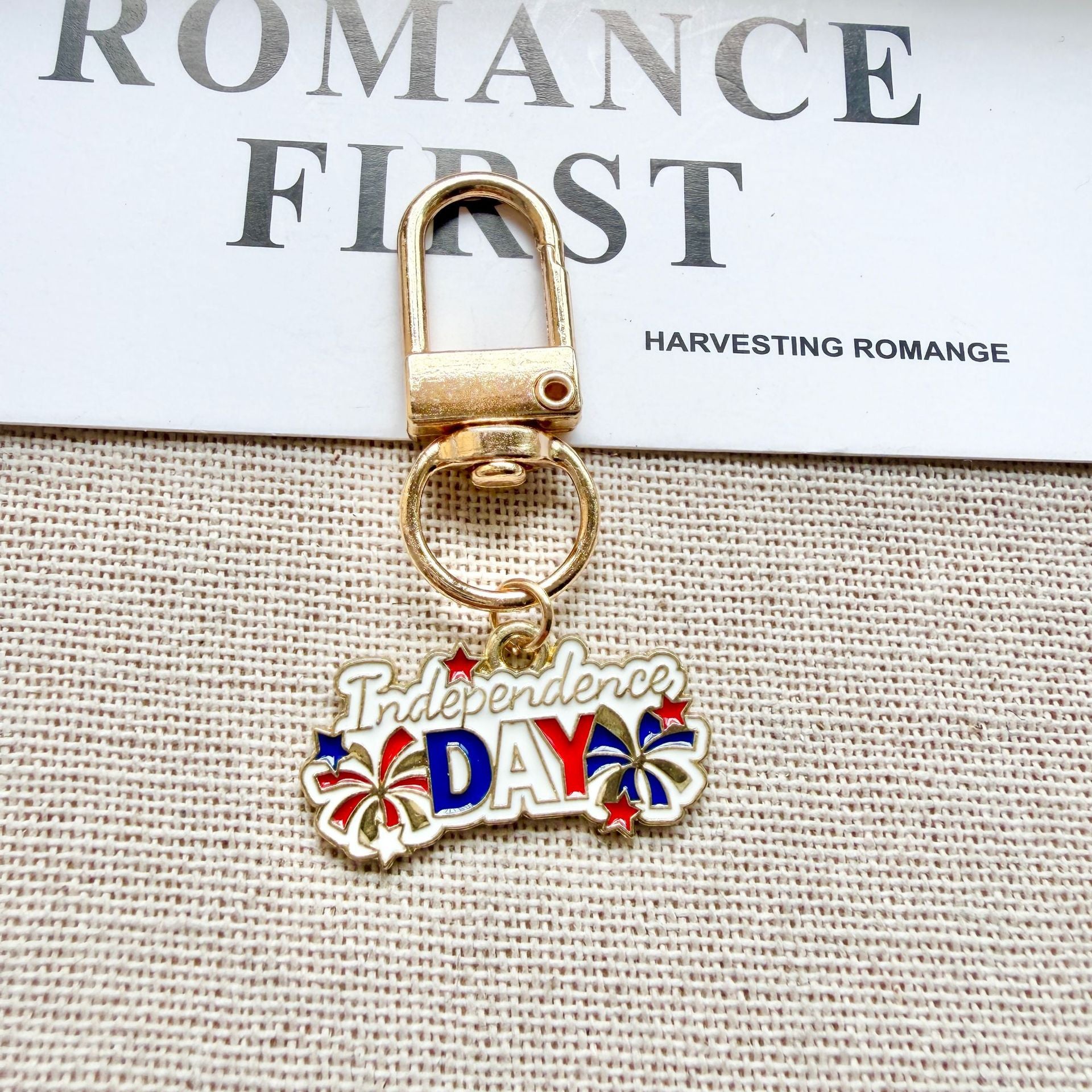 4th of July Patriotic Keychain Set USA Flag Charms