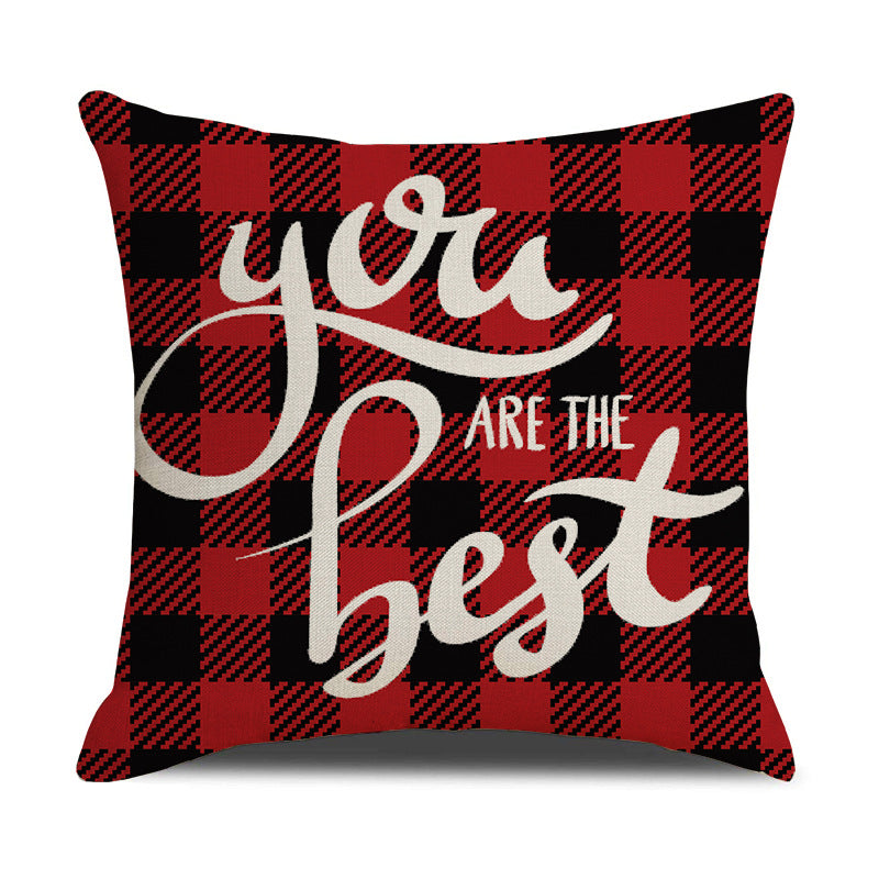 Valentine Gnome Throw Pillow Cover with Plaid Heart Print