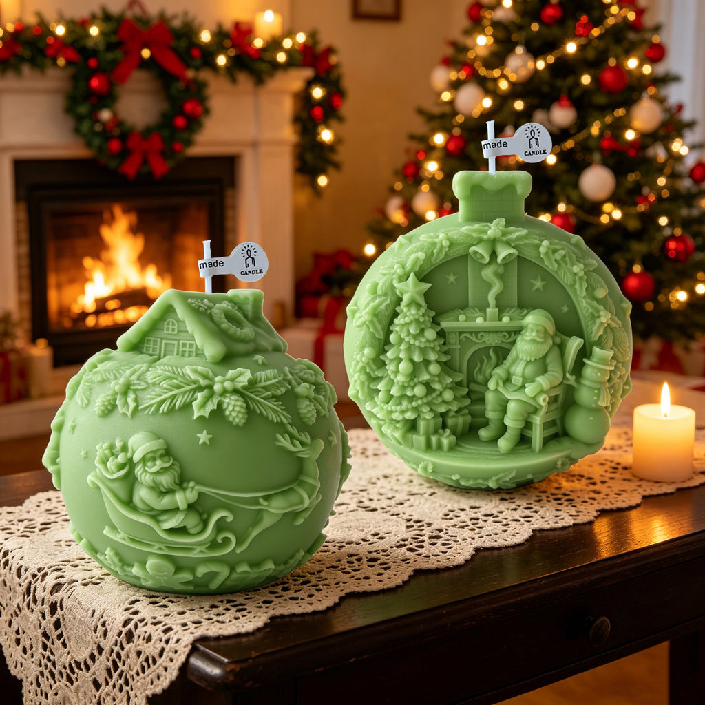 Christmas Ball Candle Holiday Decorative Candle for Seasonal Home Decor