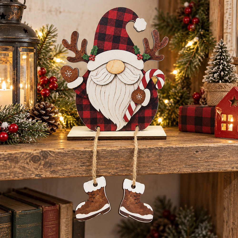 Christmas Gnome Wooden Tabletop Decor With Boots