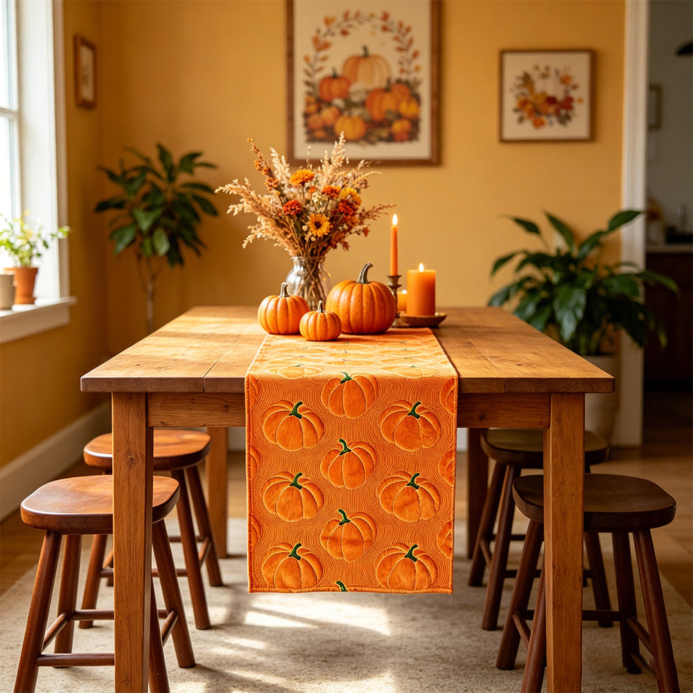 Pumpkin Embroidered Table Runner Fall Halloween Decor