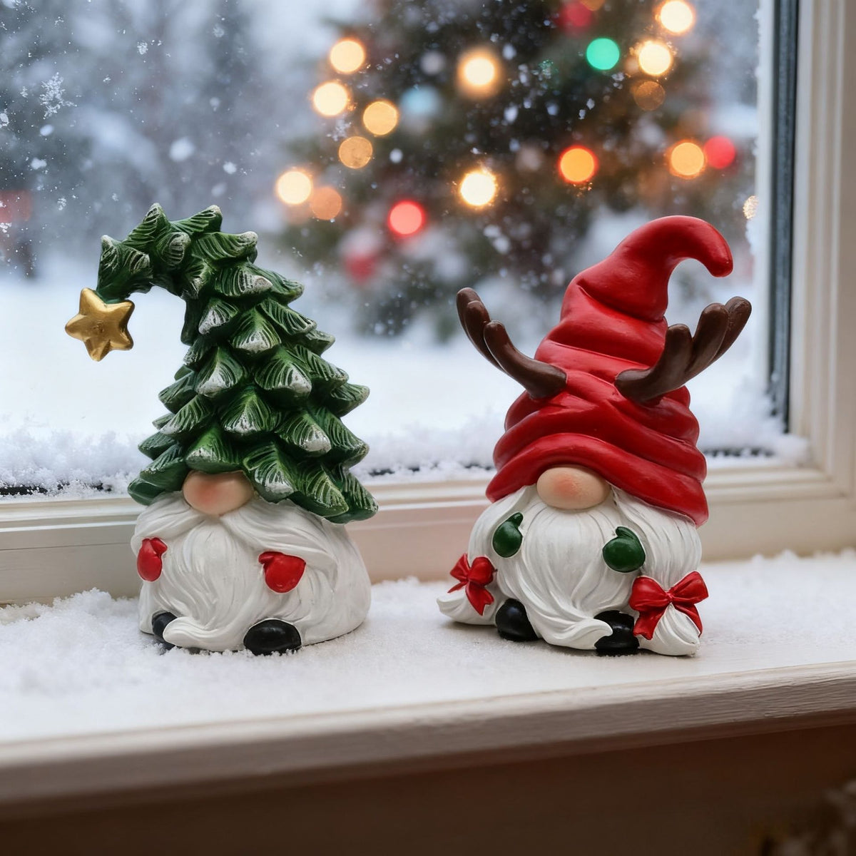 Resin Christmas Gnome Figurine Seasonal Tabletop Decor
