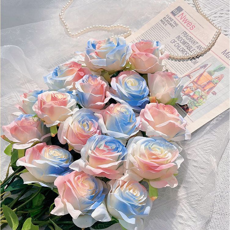 Silk Fabric Rose Stem Faux Floral Home Decor Accent