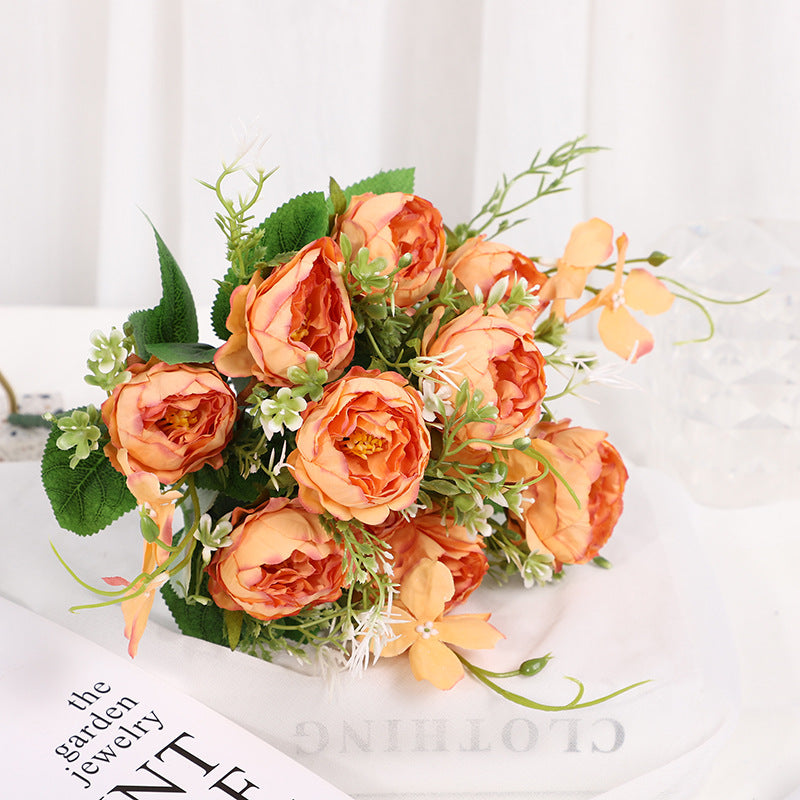 Valentines Faux Peony Bouquet Artificial Flowers Home Decor