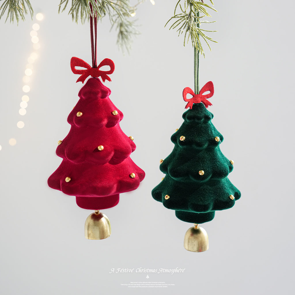 Foam Flocked Christmas Tree Bell Ornament Holiday Decor