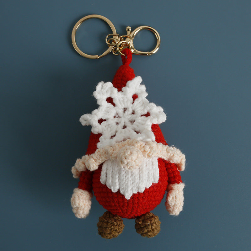 Handmade Crochet Christmas Gnome Reindeer Holiday Keychain