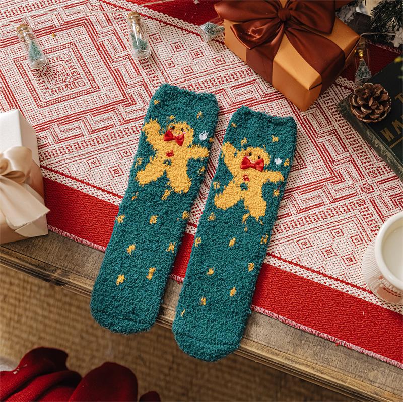 Christmas Coral Fleece Socks Cozy Holiday Winter Socks