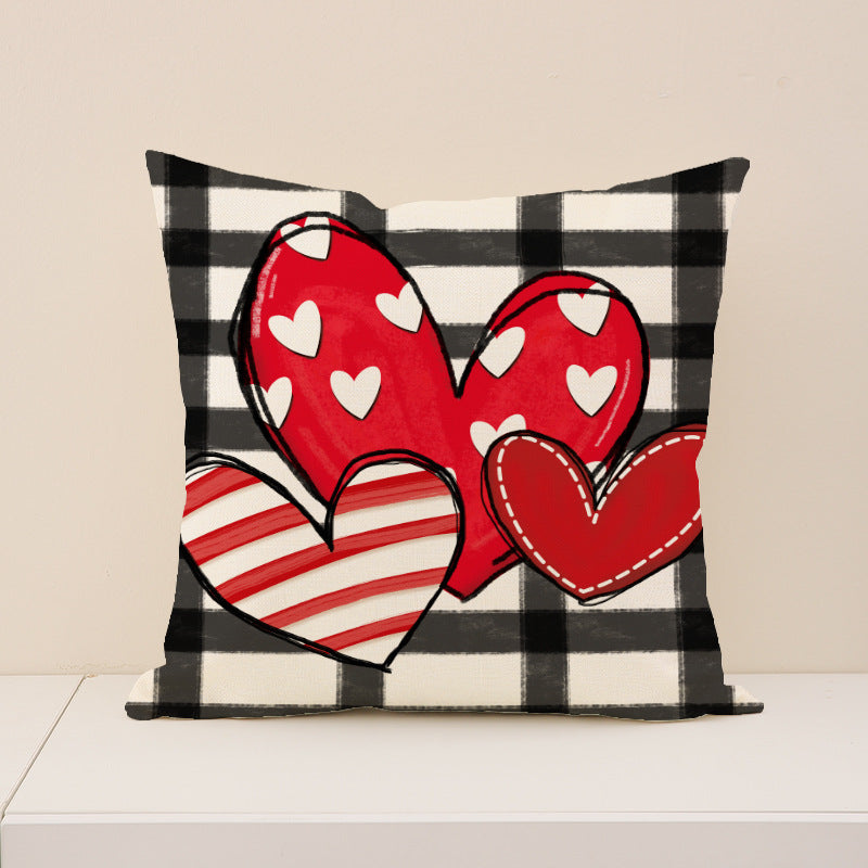 Red Heart Throw Pillow Cover Valentine Decor for Sofa and Bedroom
