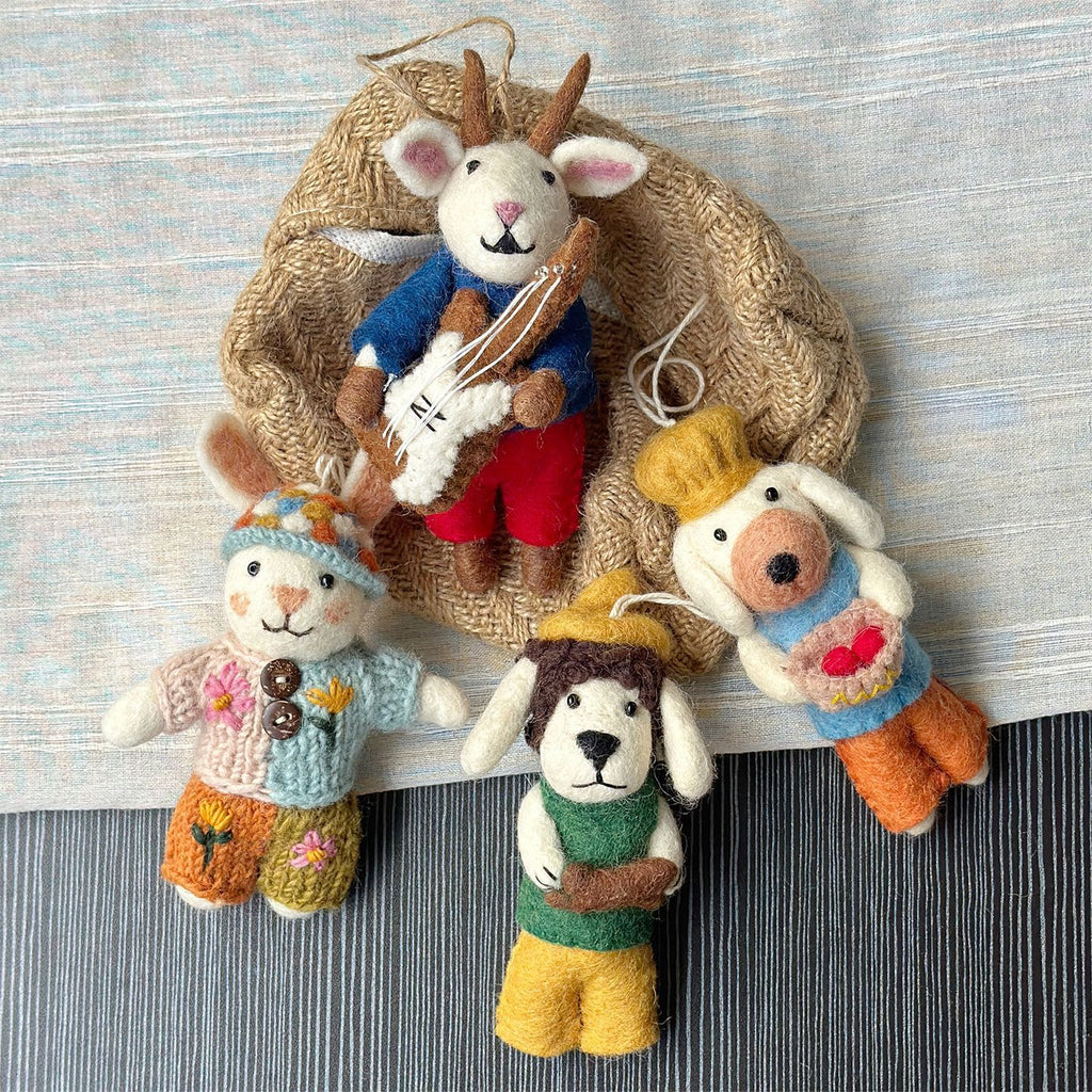 Handmade Wool Felt Animal Puppy Bear Hanging Ornament Bag Charm